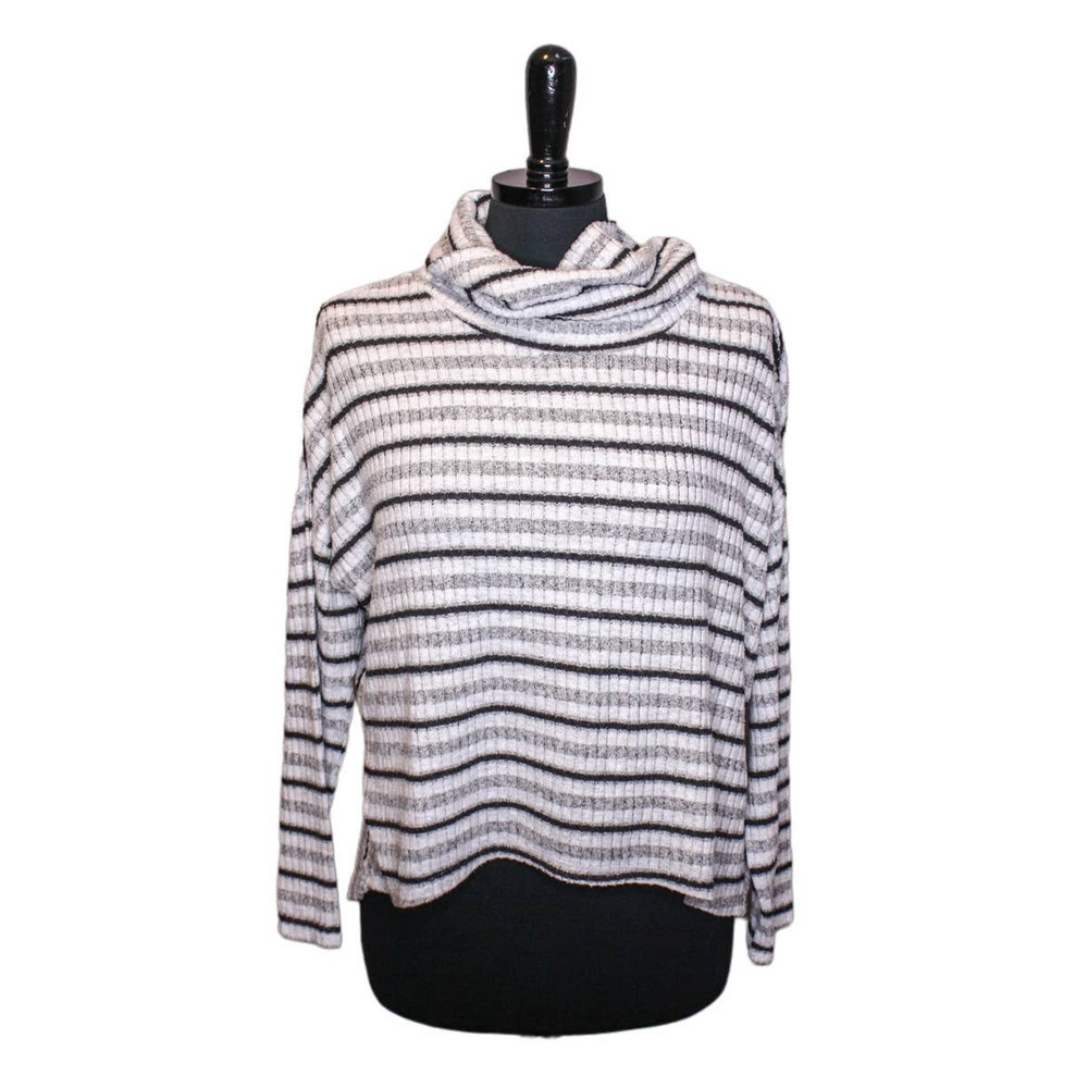 Anthropologie Saturday Sunday Cowl Neck Sweater Striped Pullover Size S